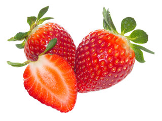 Fresh red strawberrys on white isolated background