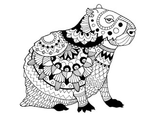 Capybara coloring book vector illustration