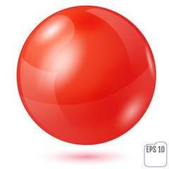 Illustration of red sphere isolated on white background. Vector illustration