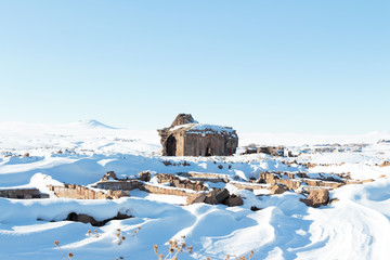 Archaeological Site of Ani Ruins on UNESCO World Heritage List. Kars Turkey ,February 2017.