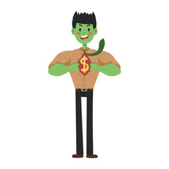 Superhero businessman vector hero super vector illustration man cartoon power concept character comic male strong person isolated success costume