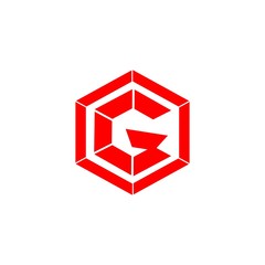 initial letter G red color logo vector