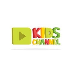 Kids channel funny letters. Cartoon Logo template vector illustration