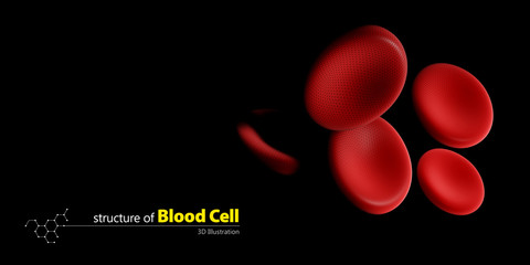 Red blood cells flowing in a vein or artery, 3d illustration