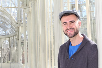 Handsome healthy man smiling with space for copy 