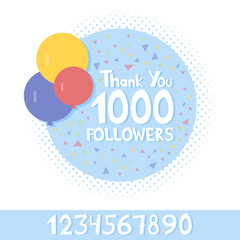 Thank You social network followers concept. Vector illustration