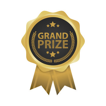 Grand prize win gold badges vector illustration