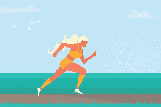 Woman running. Girl run, jogge. Sport