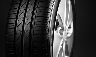 Modern car wheel, closeup