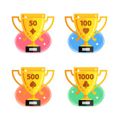 Awards for the winner in playing cards with different number of points. Icon for casino, computer or mobile game. Vector illustration isolated on white background. EPS10.