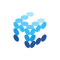 Vector logo dots in the form of a cube in isometric resembles an aquarium