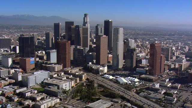 Wide orbit of downtown Los Angeles. Shot in 2008.