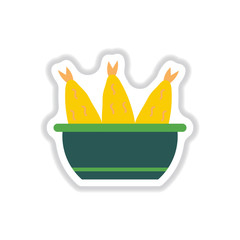 Cooking fish soup icon. Vector Flat illustration sticker