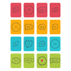 Set of vector banners. Cute cards with speech bubbles and frames. Collection of stickers and labels