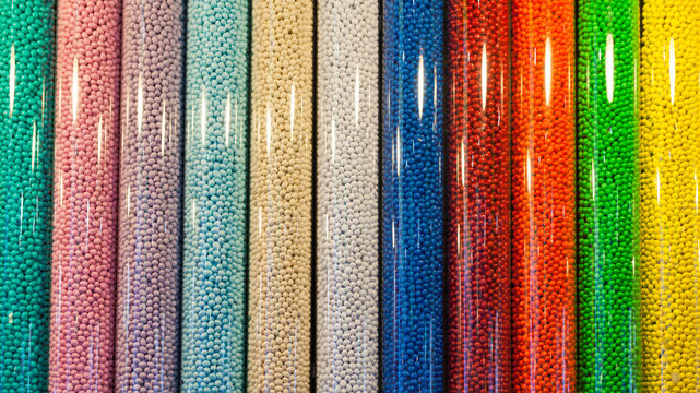 colorful candies in plastic tubes