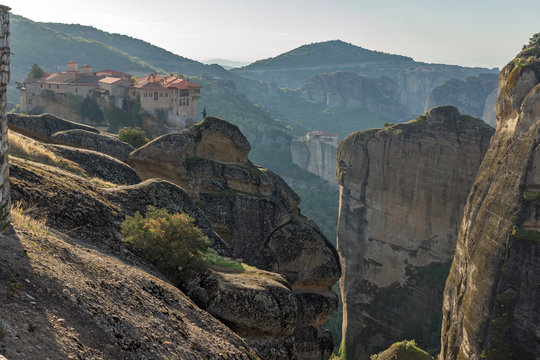 Amazing Panorama of  Holy Monastery of Varlaam in Meteora, Thessaly, Greece