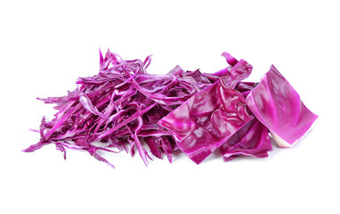 sliced of red cabbage on white background