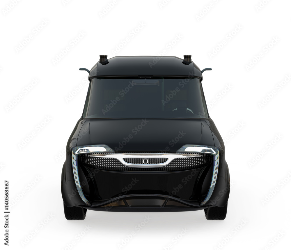 Aufkleber front view of delivery van isolated on white background. 3d rendering image.