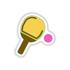 Vector illustration in paper sticker style ping pong racket