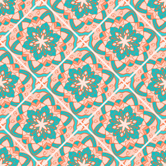 Seamless color floral mandala pattern