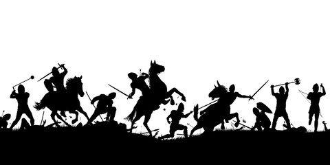 Obraz na płótnie Canvas Battle scene silhouette
