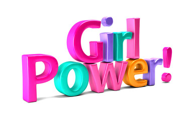 Girl Power Colorful Word. 3D Rendering Illustration
