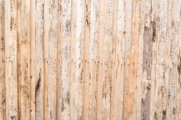 Fototapeta na wymiar The texture of the tree, the wall, the floor are made of natural wood, the boards have poor-quality processing, many fibers and knots, vertical orientation, abstract background
