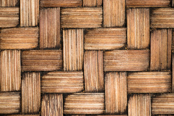 Closed up of brown color wooden weave texture background