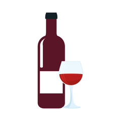 wine cup and bottle isolated icon vector illustration design