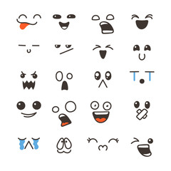 Fototapeta premium Set of cute lovely kawaii emoticon.