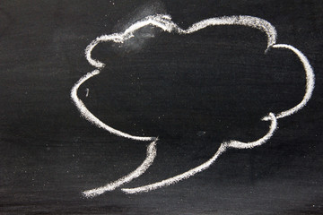 Fototapeta na wymiar blank bubble speech as comic dialog on blackboard background