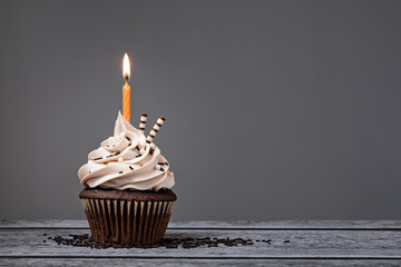 Chocolate Birthday Cupcake - 140574827