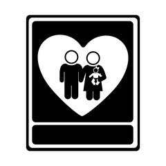 monochrome portrait of family unity vector illustration