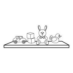 Toys on ledge icon vector illustration design