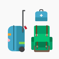Fototapeta premium Luggage bag and backpack illustration