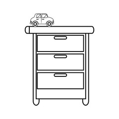Toy on chest of drawers vector illustration design