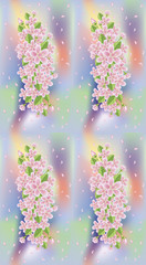 Spring sakura texture seamless wallpaper, vector illustration
