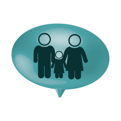 oval speech with pictogram of couple and son vector illustration