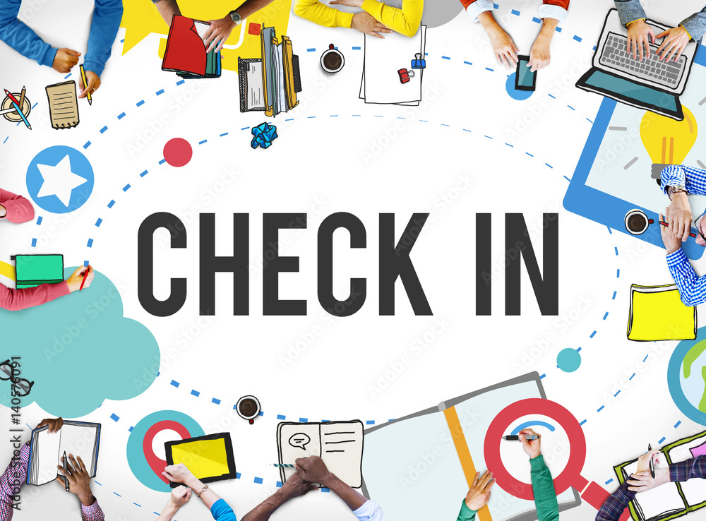 Poster check in location navigation position place concept