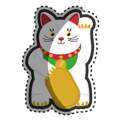 lucky cat japanese culture isolated icon vector illustration design
