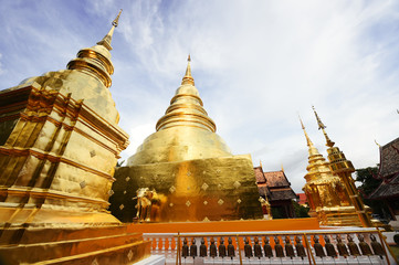 Group of Chedi, Stupa at Wat Phra Singh, Thailand.