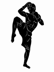 silhouette of a kickboxer, vector draw. vector illustration