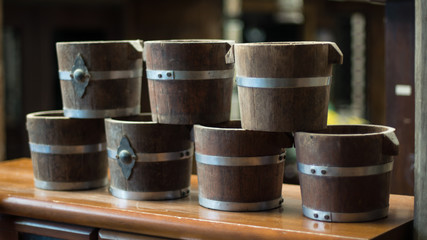 Ancient wooden bucket
