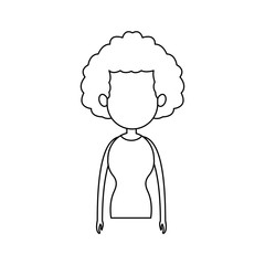 faceless woman with curly hair cartoon icon image vector illustration design 