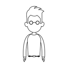 faceless man with round lens glasses cartoon icon image vector illustration design 