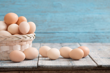 eggs on blue  wooden background
