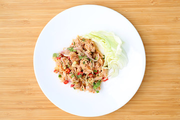 Spicy Tuna Salad in white plate