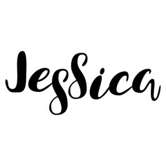 Female name - Jessica. Lettering design. Handwritten typography. Vector