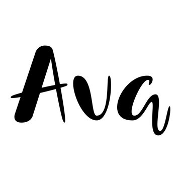 Female name - Ava. Lettering design. Handwritten typography. Vector