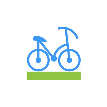Vector icon or illustration showing bicycle in material design style